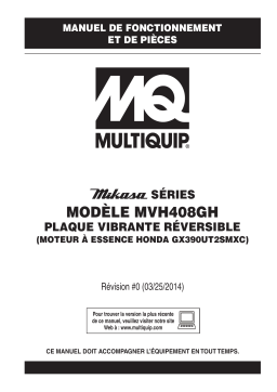 MQ Multiquip MVH408GH Plaques vibrantes réversible Manuel utilisateur