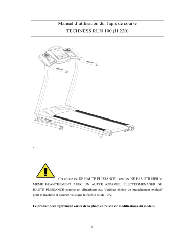 Manuel du propriétaire | Techness Run 100 Tapis de course Manuel utilisateur | Fixfr