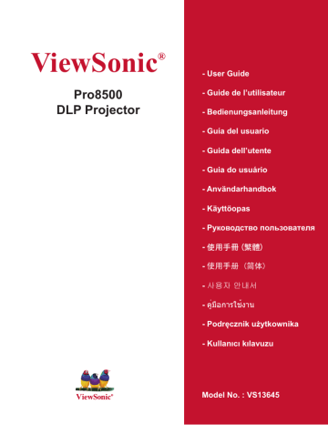 ViewSonic PRO8500 PROJECTOR Mode d'emploi | Fixfr