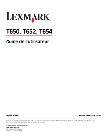 Manuel du propriétaire | Lexmark T652 Manuel utilisateur | Fixfr