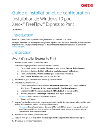 Xerox FreeFlow Ex to Print press Guide d'installation | Fixfr