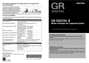 Ricoh GR Digital II Mode d'emploi | Fixfr