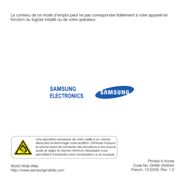 Omnia Pro B7610 | Samsung GT-B7610 vodafone Mode d'emploi | Fixfr