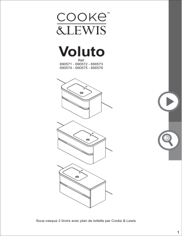 Cooke & Lewis Plan vasque Voluto résine blanc 88 cm Cooke & Lewis Mode d'emploi | Fixfr