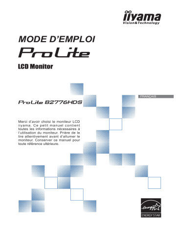 Manuel du propriétaire | iiyama PROLITE B2776HDS Manuel utilisateur | Fixfr