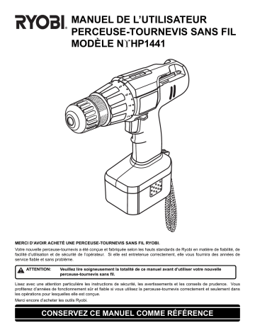 Manuel du propriétaire | Ryobi HP144 Manuel utilisateur | Fixfr