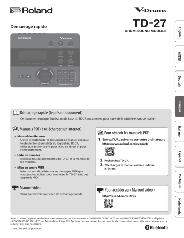 VAD503 | VAD506 | Roland TD-27KV 电鼓 Manuel du propriétaire | Fixfr