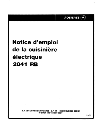 Manuel du propriétaire | ROSIERES 2041 RB Manuel utilisateur | Fixfr