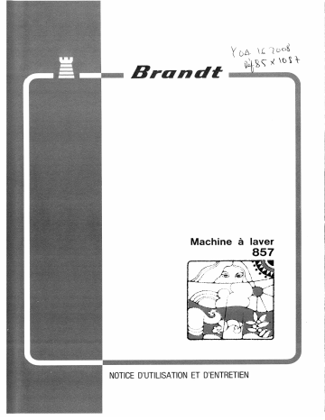 Manuel du propriétaire | Brandt STATO857 Manuel utilisateur | Fixfr