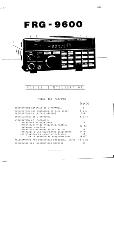 Manuel du propriétaire | YAESU FRG-9600 Manuel utilisateur | Fixfr