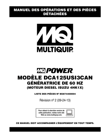 Mode d'emploi | MQ Power DCA125USI3CAN Génératrices Ultra-Silent Manuel utilisateur | Fixfr