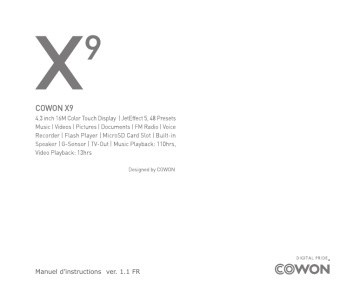 Mode d'emploi | Cowon X9 Manuel utilisateur | Fixfr