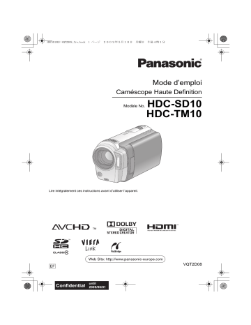 HDC SD10 | Panasonic HDC TM10 Mode d'emploi | Fixfr