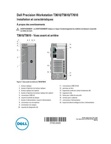 Dell Precision T5610 workstation Guide de démarrage rapide | Fixfr