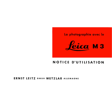 Manuel du propriétaire | Leica M3 Manuel utilisateur | Fixfr