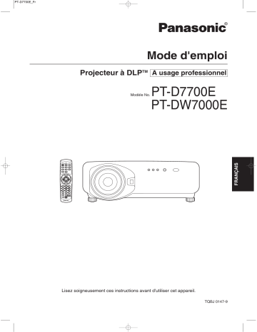 Manuel du propriétaire | Panasonic PT-_DW7700E Manuel utilisateur | Fixfr