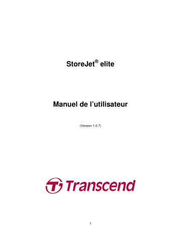 Manuel du propriétaire | Transcend STOREJET ELITE Manuel utilisateur | Fixfr