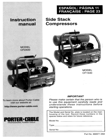 Porter-Cable 888971-992 Air Compressor User Manual | Fixfr