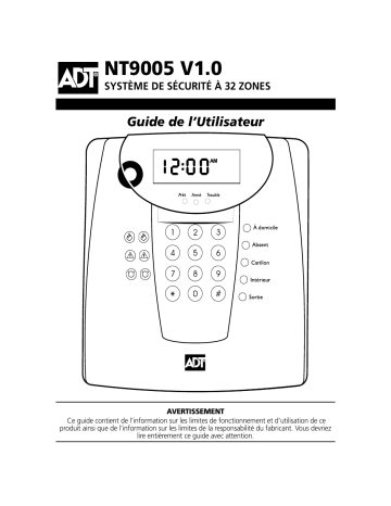 Manuel du propriétaire | ADT NT9005 V1.0 Manuel utilisateur | Fixfr