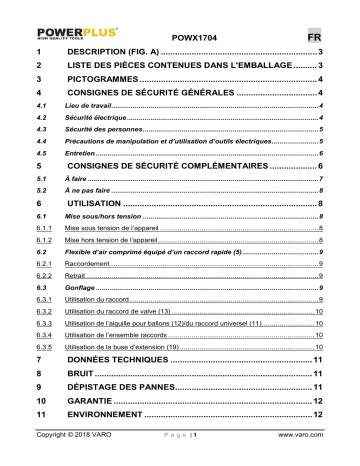 Manuel du propriétaire | Powerplus POWX1704 Manuel utilisateur | Fixfr