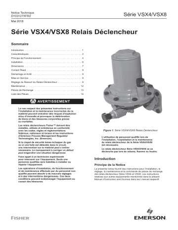 Une information important | Fisher VSX4/VSX8 Relais Déclencheur Manuel utilisateur | Fixfr