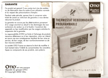 Manuel du propriétaire | Otio THERMOSTAT HEBDOMADAIRE PROGRAMMABLE 93243 Manuel utilisateur | Fixfr