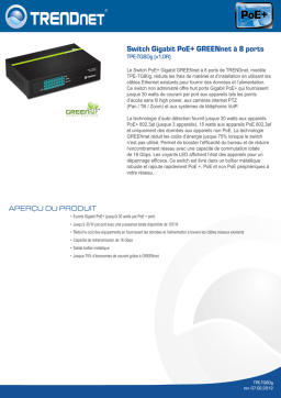 Trendnet RB-TPE-TG80g 8-Port Gigabit GREENnet PoE+ Switch Fiche technique