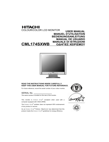 Manuel du propriétaire | Hitachi CML174SXWB Manuel utilisateur | Fixfr