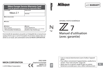 Mode d'emploi | Nikon Z7 Manuel utilisateur | Fixfr