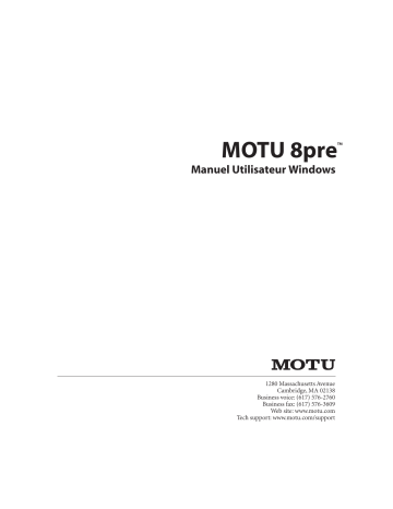 Manuel du propriétaire | MOTU MOTU 8PRE Manuel utilisateur | Fixfr
