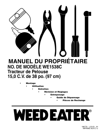 Manuel du propriétaire | Weed Eater WE1538C Manuel utilisateur | Fixfr