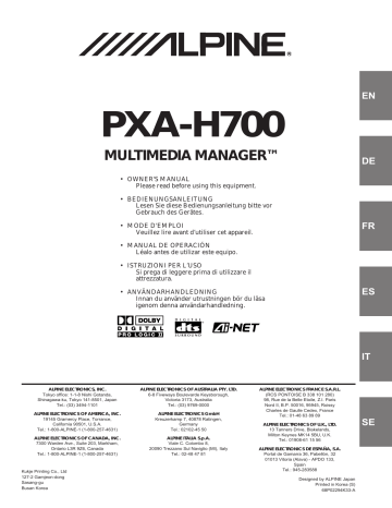 Manuel du propriétaire | Alpine PXA-H700 Manuel utilisateur | Fixfr