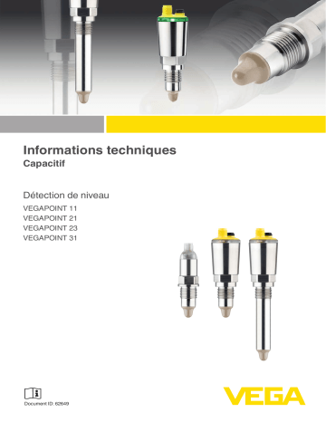 VEGAPOINT 31 | VEGAPOINT 11 | VEGAPOINT 21 | Vega VEGAPOINT 23 Compact capacitive limit switch with tube extension Information produit | Fixfr