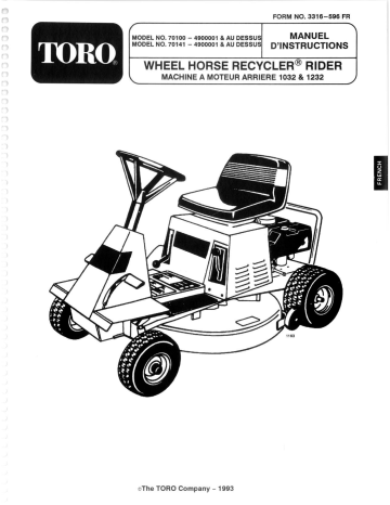 10-32 Recycler Rider | Toro 12-32 Rear Engine Rider Riding Product Manuel utilisateur | Fixfr
