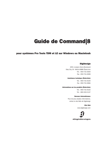 Mode d'emploi | Avid Digidesign Command8 systèmes Pro Tools TDM et LE Windows Macintosh Manuel utilisateur | Fixfr