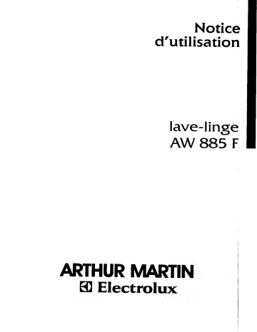 Manuel du propriétaire | Arthur Martin-Electrolux AW 885 F Lave-linge Manuel utilisateur | Fixfr