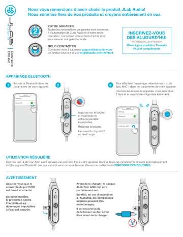 Jlab Audio Epic ANC Manuel du propriétaire | Fixfr