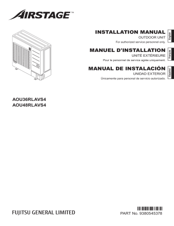 AOU48RLAVS4 | Installation manuel | Fujitsu AOU36RLAVS4 Guide d'installation | Fixfr