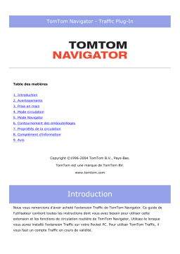 TomTom Navigator Traffic Plug-In Manuel utilisateur