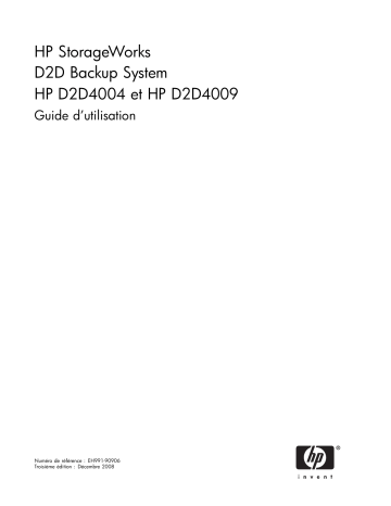 Manuel du propriétaire | HP STORAGEWORKS D2D4000 BACKUP SYSTEM Manuel utilisateur | Fixfr