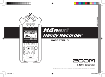 Manuel du propriétaire | Zoom H4n Manuel utilisateur | Fixfr