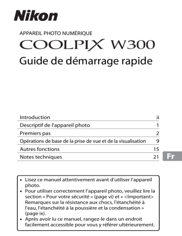 Guide de démarrage rapide | Nikon COOLPIX W300 Manuel utilisateur | Fixfr