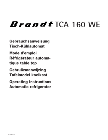 Manuel du propriétaire | Brandt TC16AWJE Manuel utilisateur | Fixfr