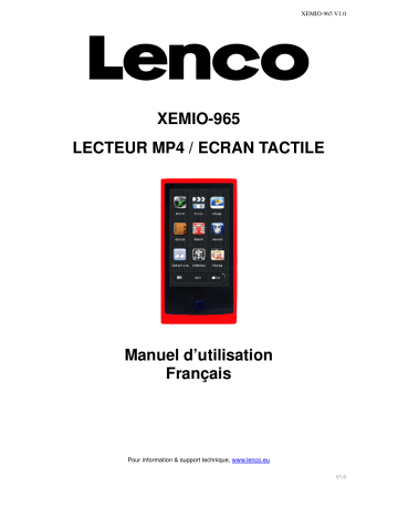 Manuel du propriétaire | Lenco XEMIO-965 Manuel utilisateur | Fixfr