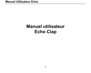 Manuel du propriétaire | Echo Clap Manuel utilisateur | Fixfr