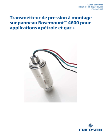 Mode d'emploi | Rosemount Transmetteur de pression à montage sur panneau 4600 pour Manuel utilisateur | Fixfr