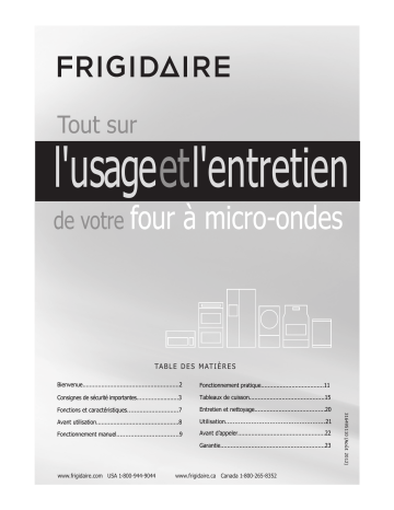 Manuel du propriétaire | Frigidaire CFCM0934NB Manuel utilisateur | Fixfr