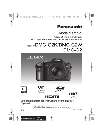 DMC G2W | DMC G2K | Panasonic DMC G2 Mode d'emploi | Fixfr