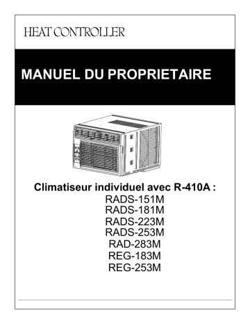 REG-253M | COMFORT-AIRE REG-183M WINDOW AC ELEC HT 18K R410A Manuel utilisateur | Fixfr