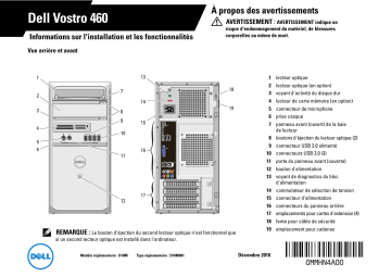 Dell Vostro 460 desktop Guide de démarrage rapide | Fixfr